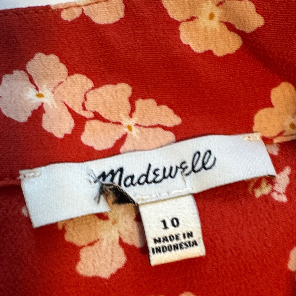 Madewell Red Floral A-Line Skirt - Picture 2 of 5